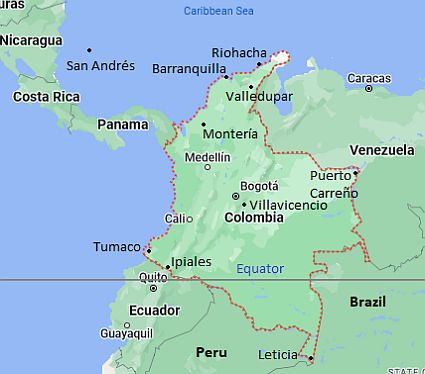 Map with cities - Colombia