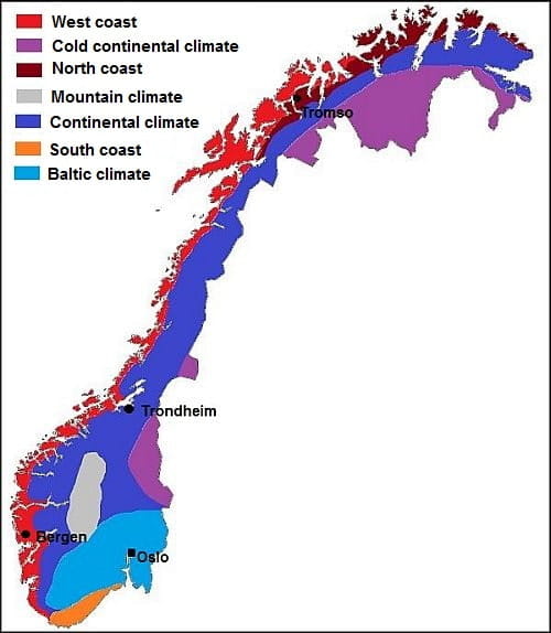 Climate zones in Norway