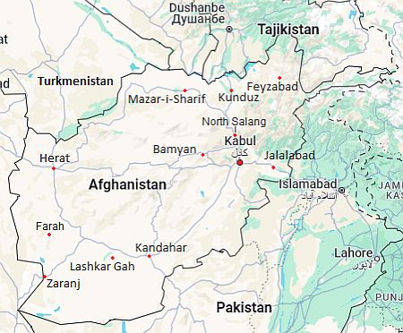 Map with cities - Afghanistan