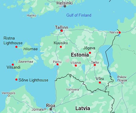 Map with cities - Estonia
