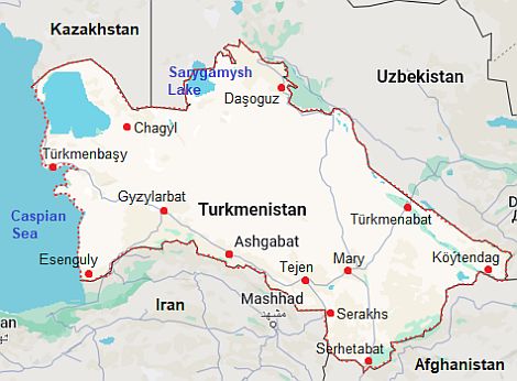 Map with cities - Turkmenistan